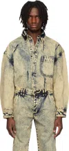 Kusikohc Navy & Beige Multi Rivet Denim Shirt In Lime