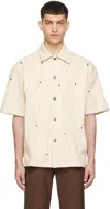 Kusikohc Multi-rivet Denim Short Sleeves Shirt In Cannoli Cream