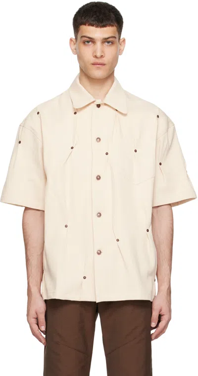 Kusikohc Off-white Rivet Denim Shirt In Cannoli Cream