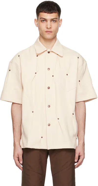 Kusikohc Multi-rivet Denim Short Sleeves Shirt In White