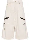 Kusikohc Off-white Origami Cut-out Denim Shorts In Grey