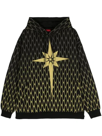 Kusikohc Origami-print Cotton Hoodie In Black