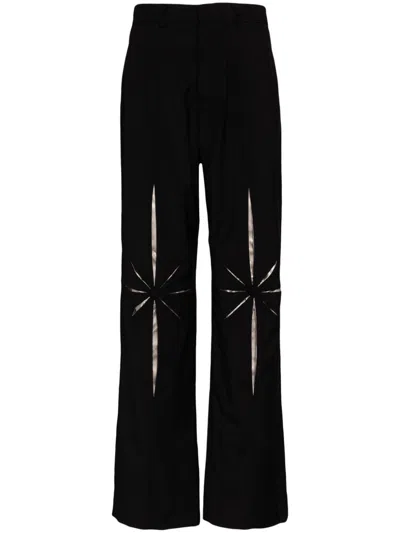 Kusikohc Black Tailored Origami Trousers In Black/cannoli Cream