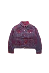 Kusikohc Red Velvet Padded Multi Rivet Denim Jacket