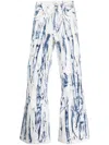 Kusikohc Abstract-print Wide-leg Denim Jeans In White