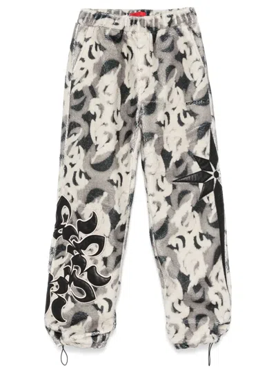 Kusikohc Patterned Fleece Trousers In Gray