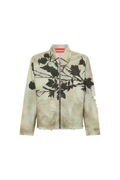 Kusikohc Rose Denim Jacket Grey In Gray