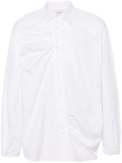 Kusikohc Ruched-detail Poplin Shirt In White