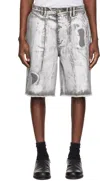 Kusikohc Silver Wash Denim Shorts In Silver