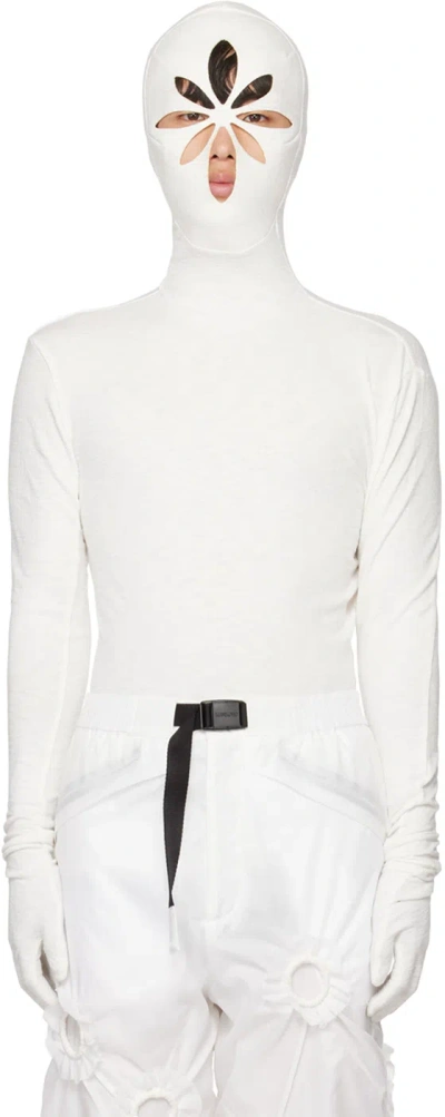 Kusikohc Ssense Exclusive Off-white Mask Tight Hoodie In Ivory