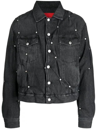 Kusikohc Studded Denim Jacket In Grey