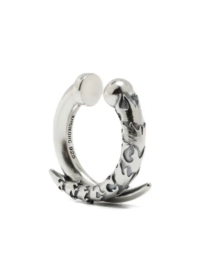 Kusikohc Textured Claw Ear Cuff In Metallic