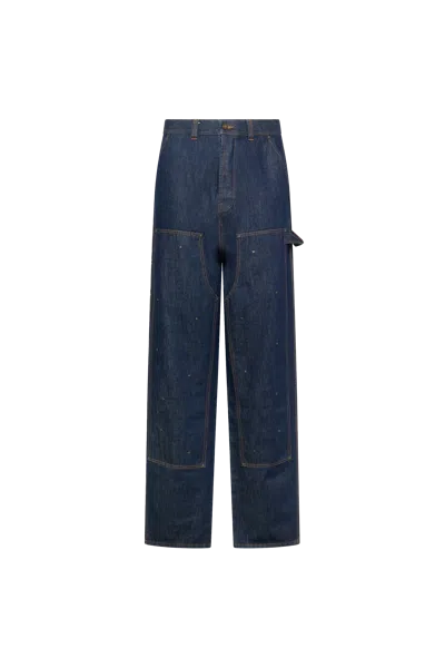 Kusikohc Workwear Multi-rivet Denim Jeans Blue