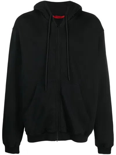 Kusikohc Zip-up Cotton Hoodie In Black