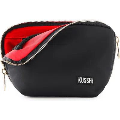 Kusshi Everyday Cosmetics Bag In Black/red Nylon