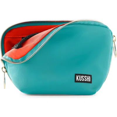 Kusshi Everyday Makeup Bag In Seafoam/orange Nylon