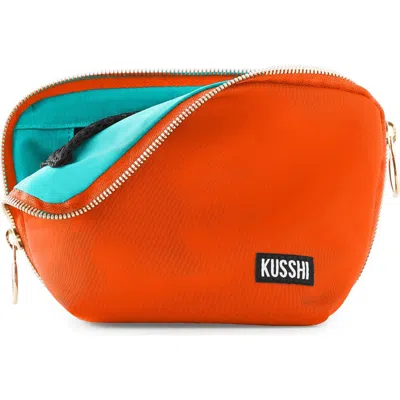 Kusshi Everyday Leather Makeup Bag In Orange