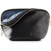 Kusshi Everyday Leather Makeup Bag In Black/cool Grey Leather