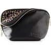Kusshi Everyday Leather Makeup Bag In Black/leopard Leather