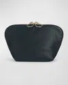 Kusshi Everyday Leather Makeup Bag In Blk/pink Leather