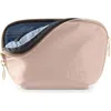 Kusshi Everyday Leather Makeup Bag In Blush Pink/cool Grey Leather