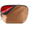 Kusshi Everyday Leather Makeup Bag In Camel/red Leather