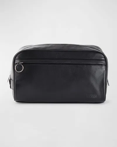 Kusshi Leather Dopp Kit In Black