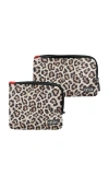 Kusshi On-the-go Pouch Set In Leopard Neoprene