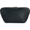 Kusshi Signature Leather Makeup Bag In Black Leather/red