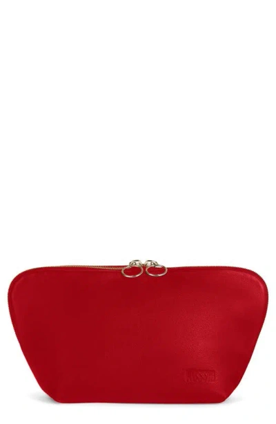 Kusshi Signature Leather Makeup Bag In Candy Apple Red
