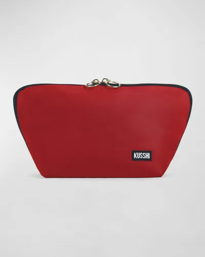 Kusshi Signature Makeup Bag In Red/leopard Nylon