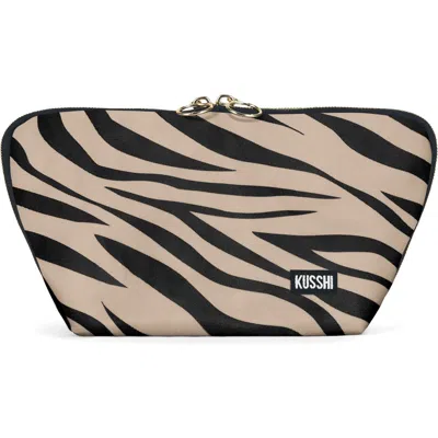 Kusshi Signature Makeup Bag In Zebra Beige/ Fuschia