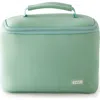 Kusshi Small Neoprene Train Case In Sage Green/coral Rose
