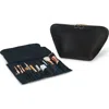 Kusshi Vacationer Leather Makeup Bag In Black Leather/pink