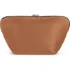 Kusshi Vacationer Leather Makeup Bag In Camel Leather/red