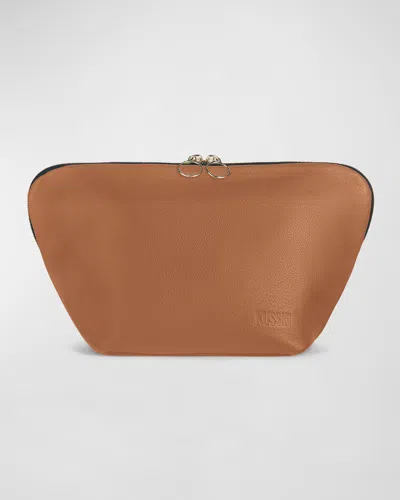 Kusshi Vacationer Leather Makeup Bag In Camel Red Leather