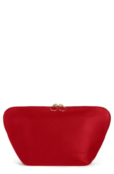 Kusshi Vacationer Leather Makeup Bag In Candy Apple Red