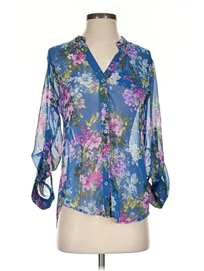 Pre-owned Kut From The Kloth 3/4 Sleeve Blouse In Blue
