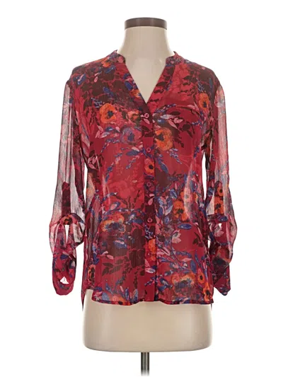 Pre-owned Kut From The Kloth 3/4 Sleeve Blouse In Burgundy