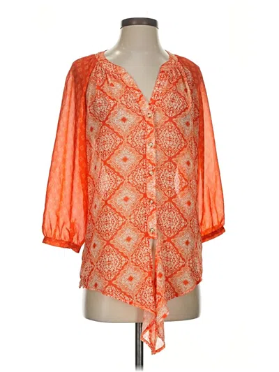 Pre-owned Kut From The Kloth 3/4 Sleeve Blouse In Orange