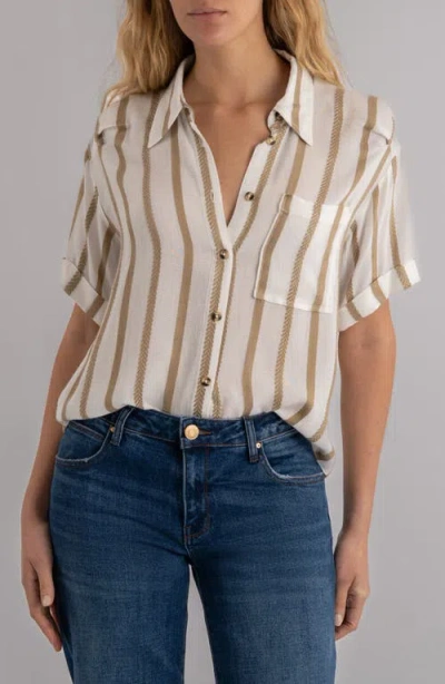 Kut From The Kloth Aida Stripe Cotton Button-up Top In Multi