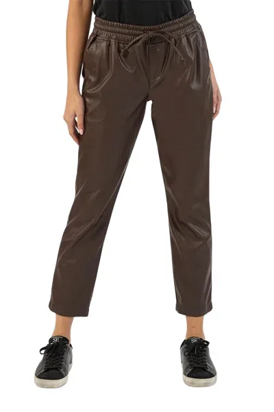 Kut From The Kloth Alanna Drawstring Pleather Pant In Brown