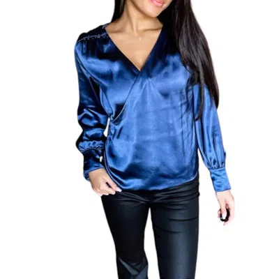 Kut From The Kloth Alessandra Satin Blouse In Navy