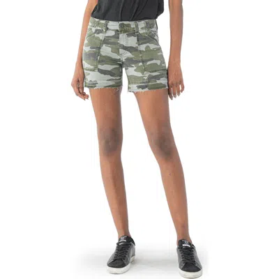 Kut From The Kloth Alice Camo Cutoff Denim Shorts In Olive/grey