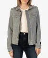 Kut From The Kloth Amanda Boxy Hickory Denim Jacket In Comfortable In Gray