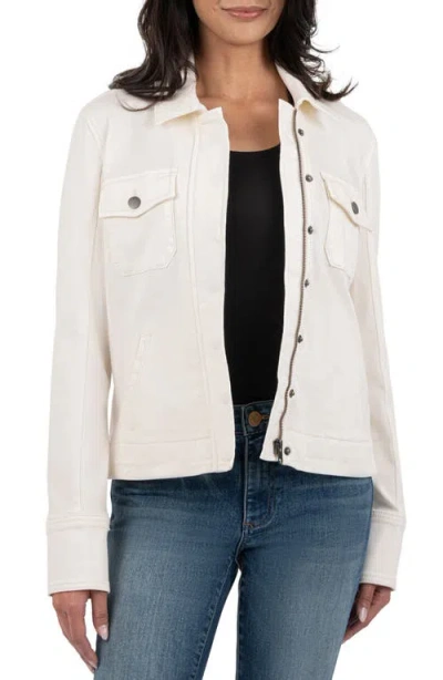 Kut From The Kloth Amanda Boxy Twill Jacket In Ecru