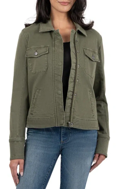 Kut From The Kloth Amanda Boxy Twill Jacket In Tree