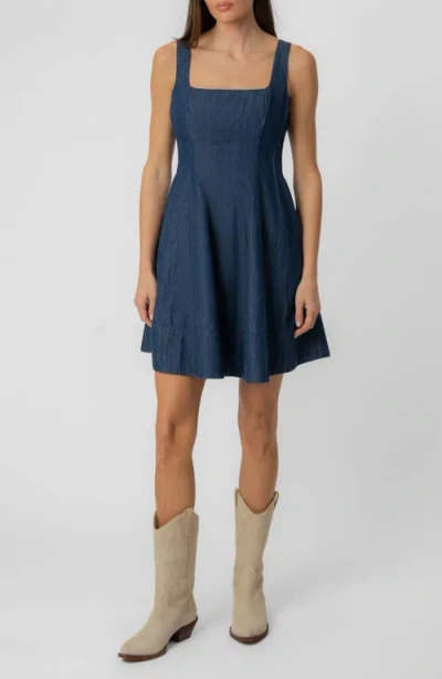 Kut From The Kloth Amelie Sleeveless Fit & Flare Denim Minidress In Blue