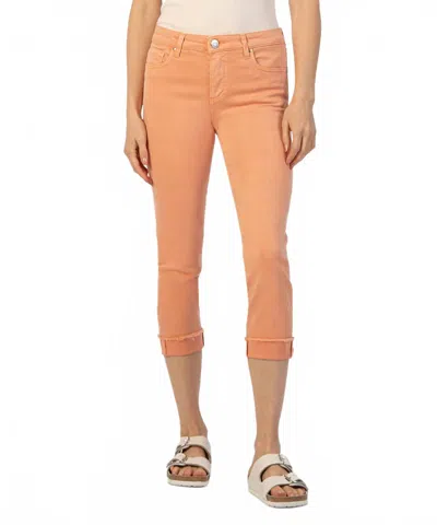 Kut From The Kloth Amy Crop Mid Rise Straight Leg Jeans In Cantaloupe In Orange