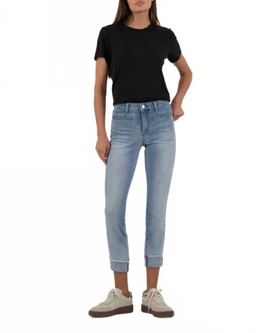 Kut From The Kloth Amy Crop Straight Leg Jeans In Valor With Light Base Wash In Multi